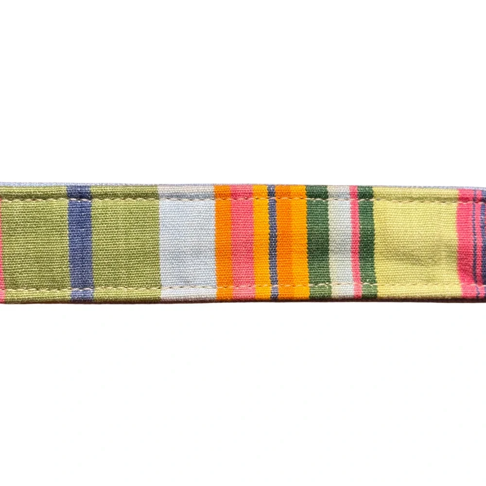 Leather Man Ltd Men's Sz 36 Multi Color Stripe Leather Belt Preppy - Picture 9 of 10